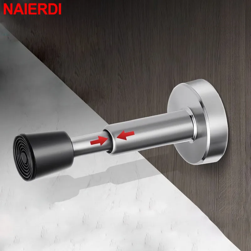 

NAIERDI Hydraulic Buffer Door Stopper Stainless Steel Door Stop Wall Mount Mute Nail-free Door Holder Door Touch Door Hardware