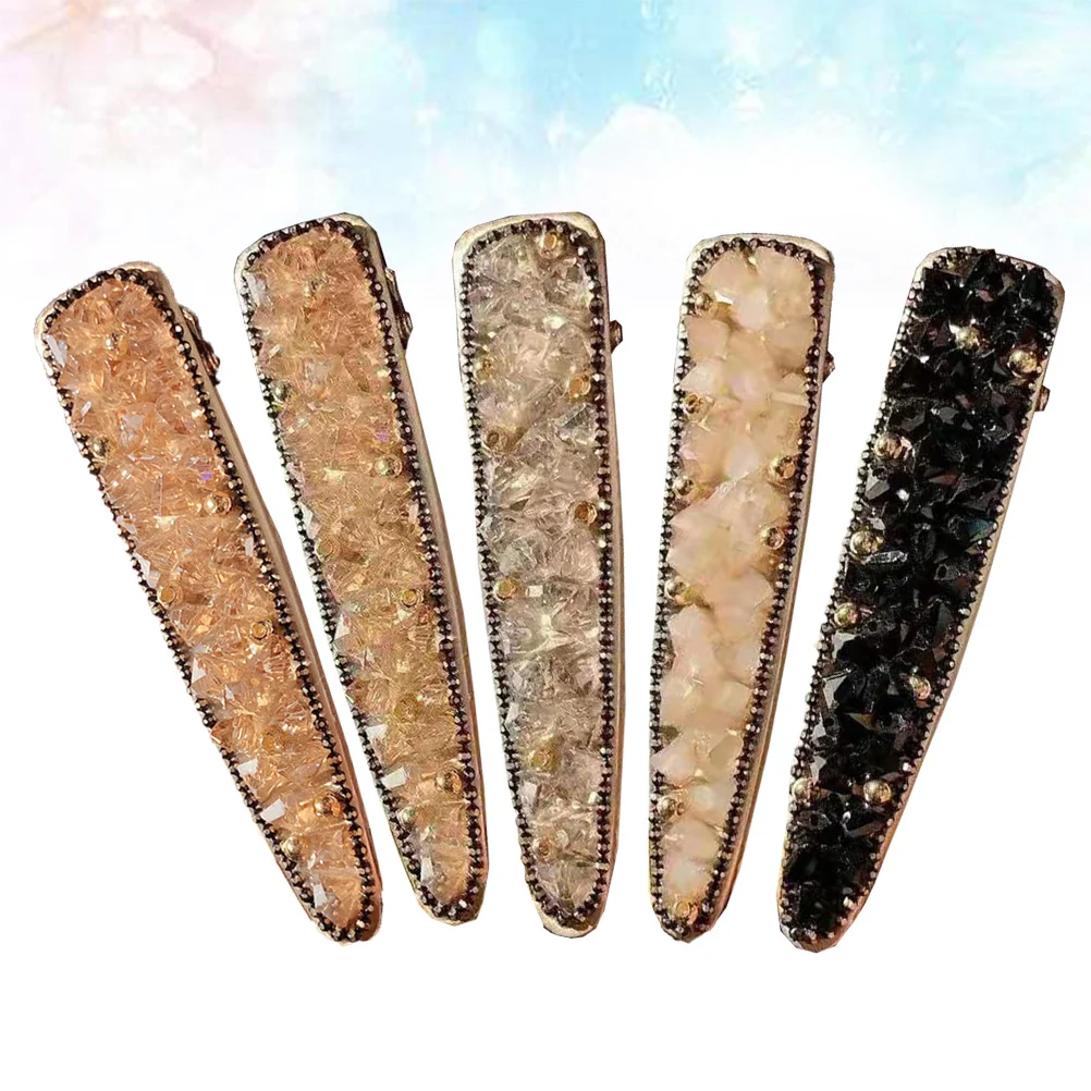 

5pcs Water Drop Hair Clip Alloy Stylish Bang Clip Rhinestone Pearl Elegant Hairpins For Women Hair Accessories