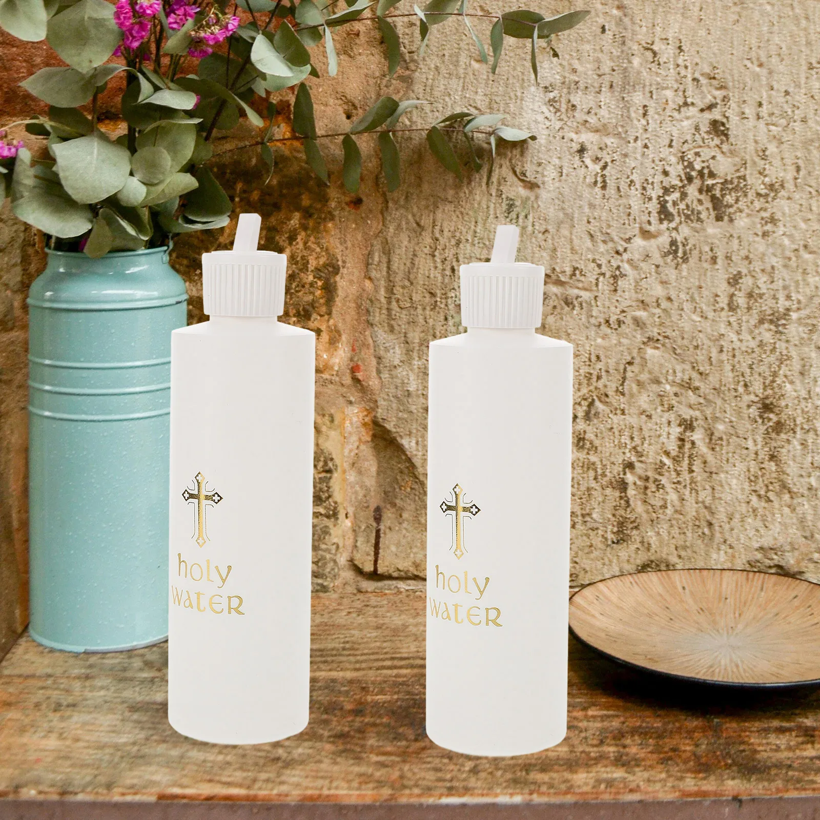 

2Pcs Holy Water Bottles Plastic Cross Pattern Refillable for Church Easter Wedding Outdoor Use Easter Holy Water Bottle