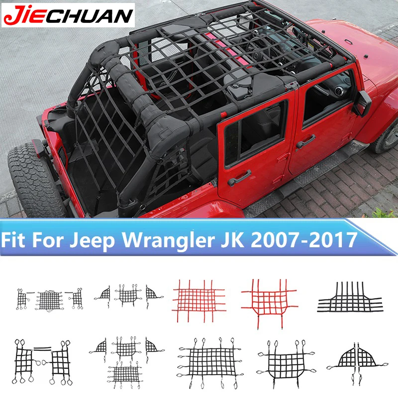 

JIECHUAN Multifunctional Car Roof/Trunk Luggage Carrier Cargo Storage Net For Jeep Wrangler JK 2007-2017,Exterior Accessories