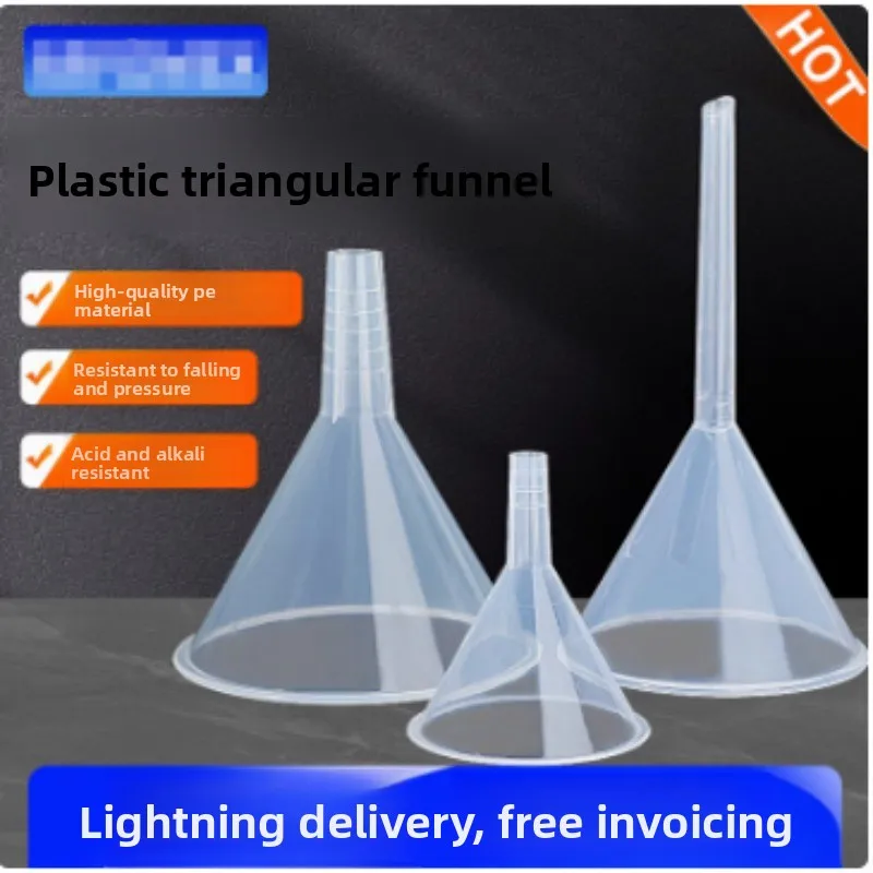 

PP Plastic Large Mouth Long Neck Filling Oil Funnel Triangle Separatory Funnel