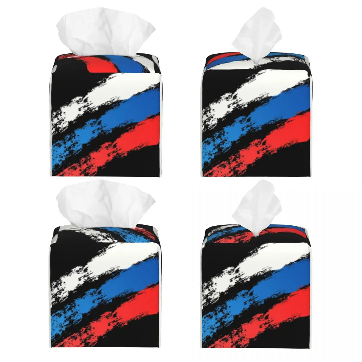 Custom Russia Flag Russian Pride Tissue Box Cover PU Leather Square Facial Tissues Holder for Home