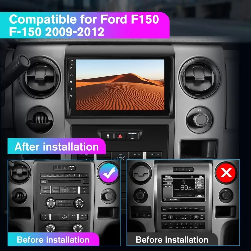 Автомобильный радиоприемник для Ford F150 F-150 2009 2010 2011 2012, 9-дюймовый сенсорный экран Android 13 головное устройство 2G + 64G с CarPlay/Android A