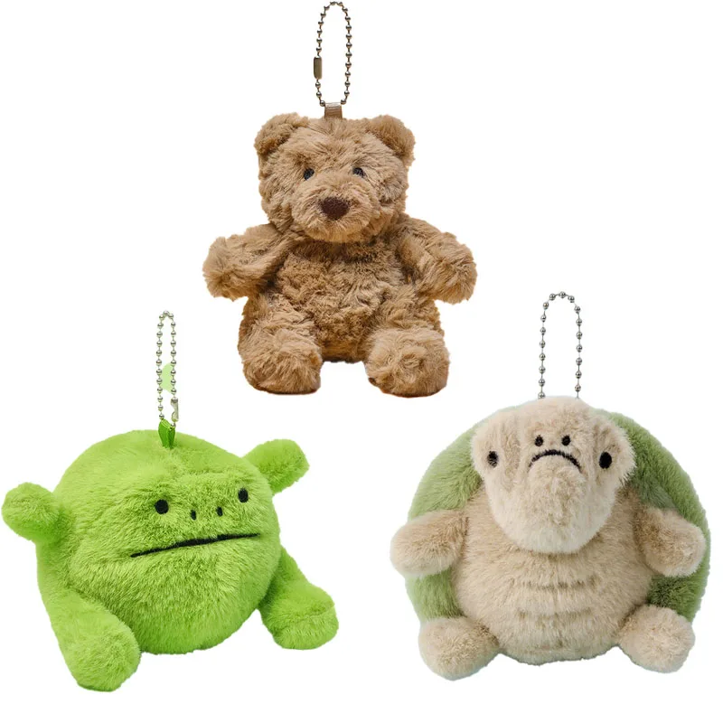 Simpatico animale farcito peluche rana orso tartaruga borsa ciondolo portachiavi bambola decorazione della casa gatto cane giocattolo interattivo regalo di festa per animali domestici