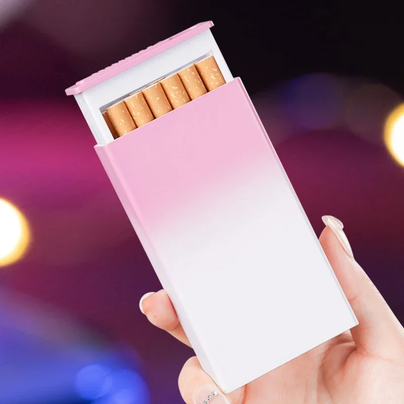 New Type-C Fast Charging Cigarette Case Lighter 20 Cigarettes Slim Cigarette High-looking Women\'s Cigarette Case Cute