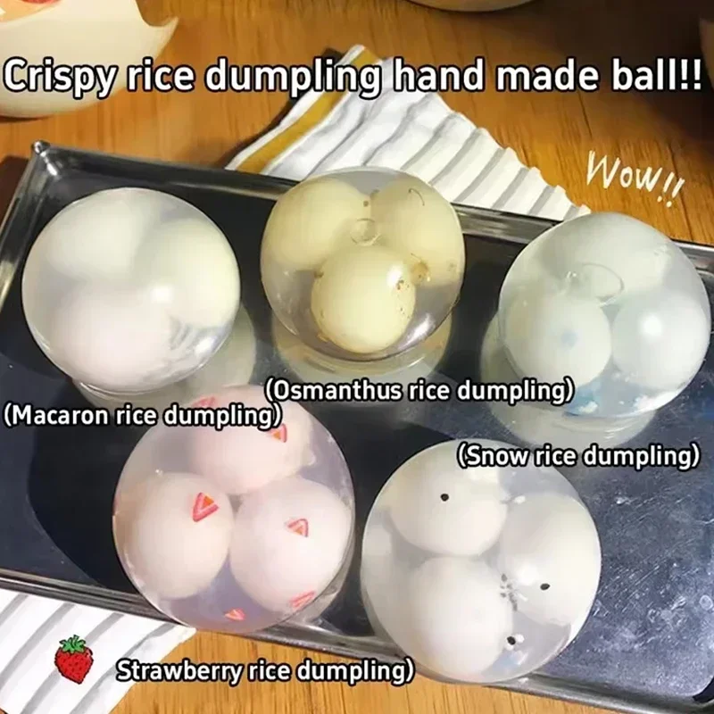Crunchy Tangyuan Squishy Ball Moldable Stress Relief Toy Crispy Skin Squeeze Ball Anxiety Relief Sensory Fidget Toy for Adults