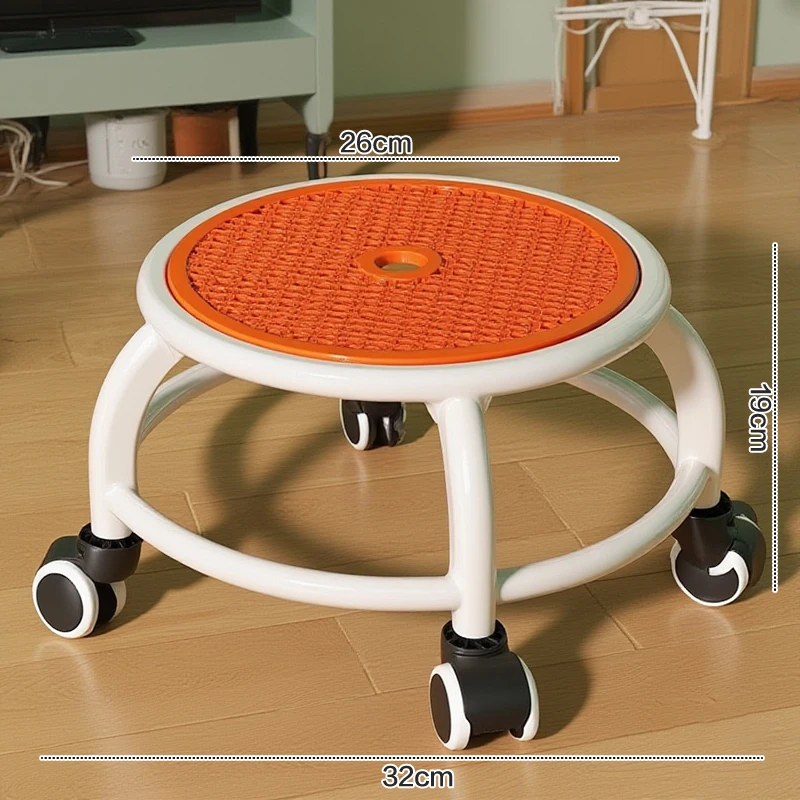Universal Swivel Rolling Stool Round Low Small Grey Wheel Kids Adult Strong Capacity Practical Storage image 5