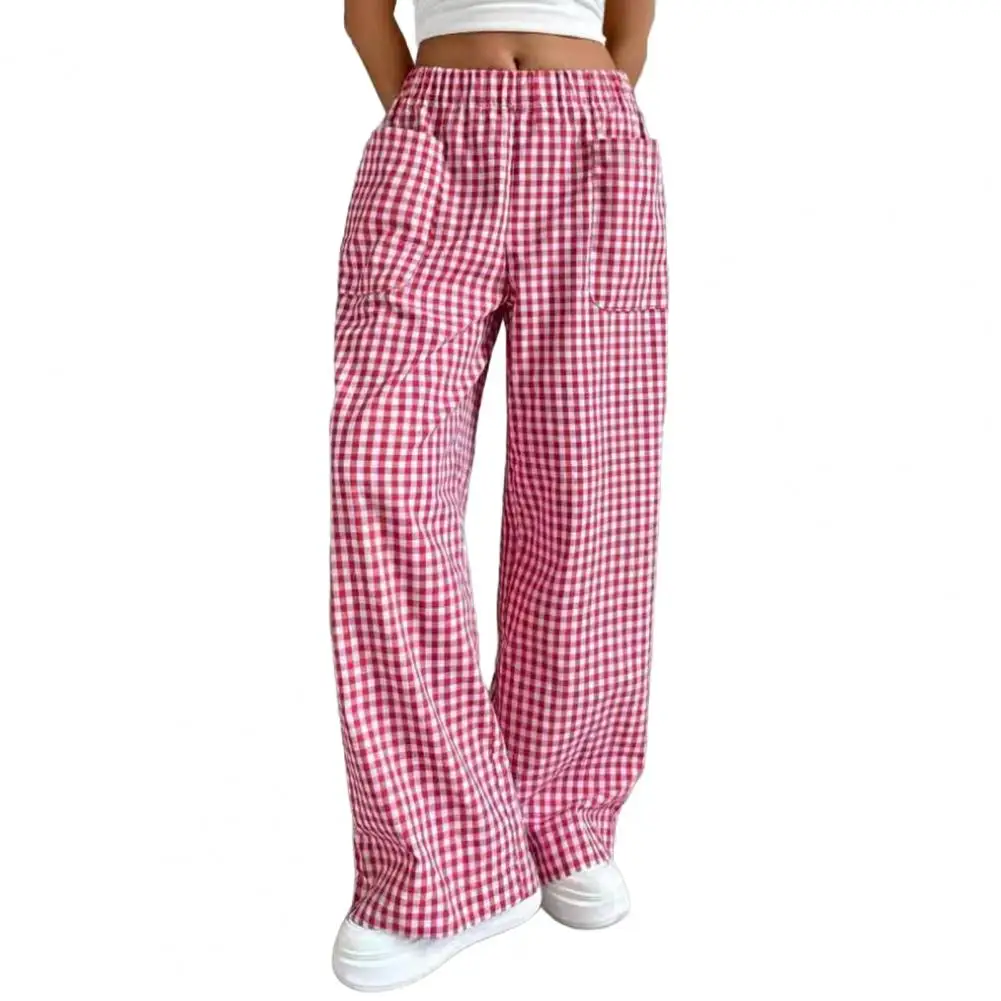 New Arrival Printed Wide Leg Pants with Pockets Striped Design Women's Fashion Trousers from Mainland China Long Pants