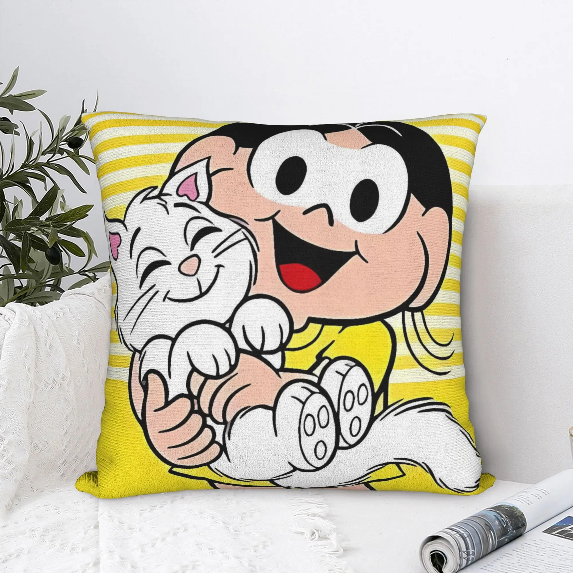 Capa de almofada fofa com desenho animado Magali, capa de almofada confortável para sala de estar, cama, cadeira, fronhas kawaii
