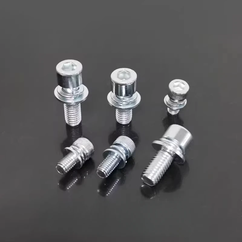 8.8 grade hexagonal three combination screws galvanized cylindrical head bolts with flat elastic gasket screws M5M6M8