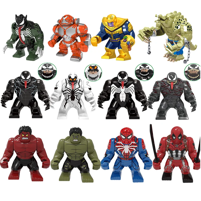 Marvel superheroes, building blocks, Spider Man, Hulk, Thanos, Deadpool, Iron Man, Venom, toys, children's birthday gifts