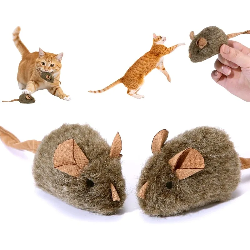 Cat Teaser Simulation Small Pet Toy for Distraction Smart Induction Squeaky Mouse Plush Toy - Sound-Activated Self-Entertainment