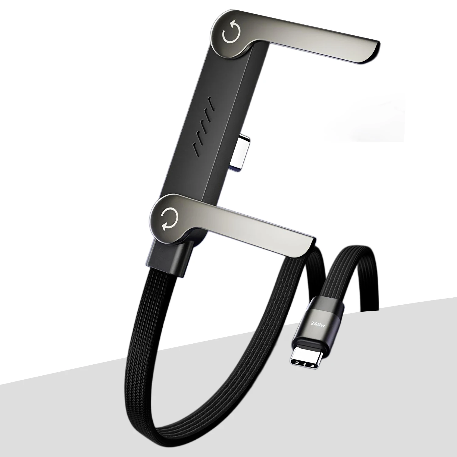 240W Fast Charging Foldable Mobile Phone Holder Data Cable Non-Stop Adjustment Multi-Angle Phone Charging Holder Type-C 3.2