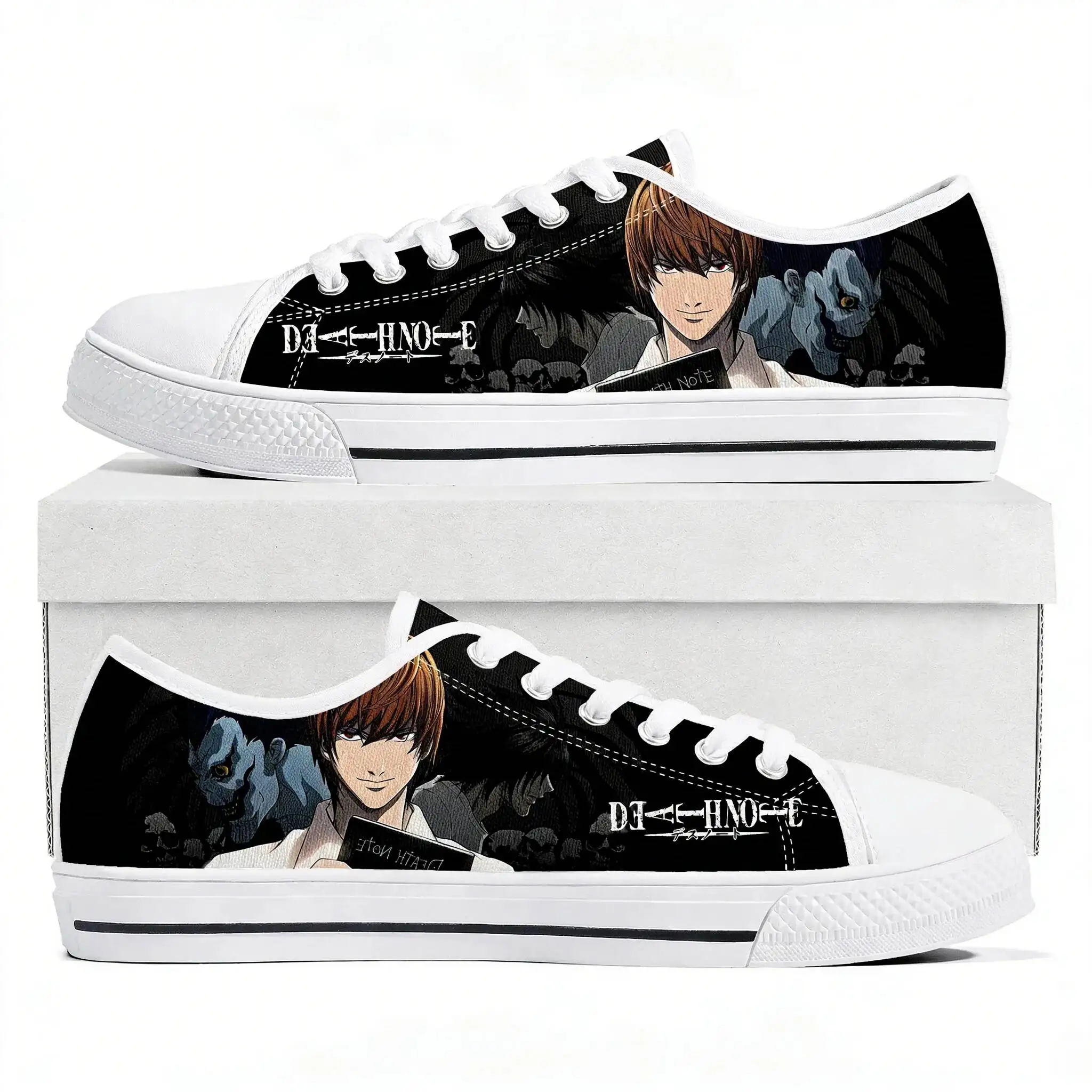 Death Note Low Top Sneakers Mens Womens Canvas Sneaker High Quality Confortable Casual Couple Cartoon Tailor-Made Shoes