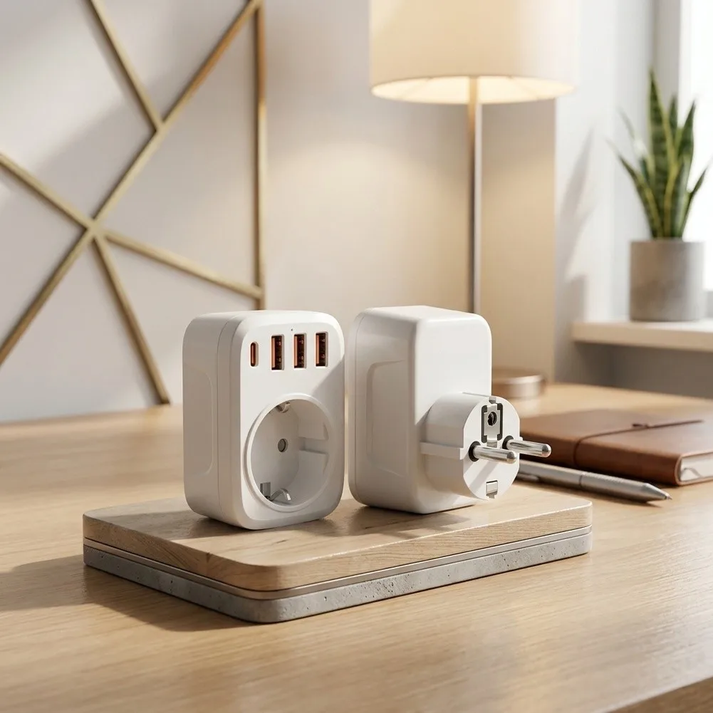 USB-C Wall Outlet with 2 USB-C 2 USB-A 1 AC Socket 5-Port Socket Adapter for Efficient Multi-Device Charging Anywhere
