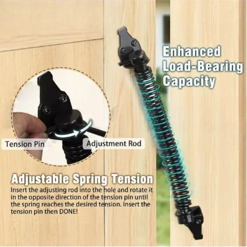Muelles de puerta de alta resistencia, cierre de puerta de jardín de acero al carbono, resorte de tensión de puerta de cierre automático, cierre de puerta tensor ajustable