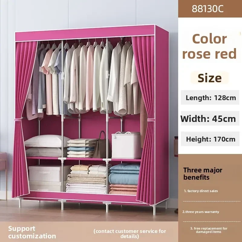 Multi-functional Simple wardrobe assembly wardrobe household simple storage steel frame modern wholesale cloth wardrobe Durable