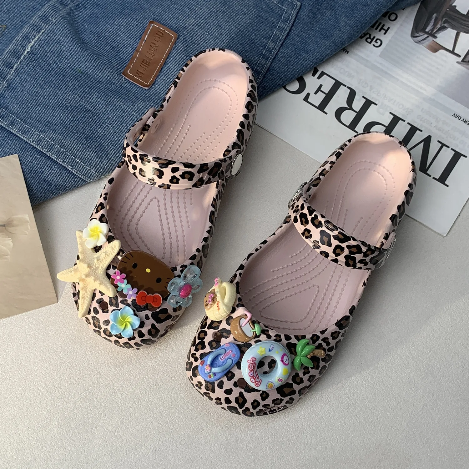 Cute Cartoon Hello Kitty Beach Charm Mary Jane Clogs Starfish Decor Soft Eva Summer Slippers Ideal Vacation Gift for Teen Girls view 3