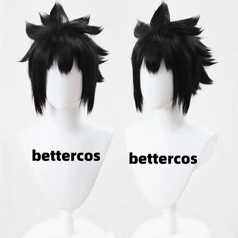 ساسوكي اوتشيها شعر مستعار تأثيري جودة عالية قصيرة سوداء مقاومة للحرارة الاصطناعية الشعر أنيمي تأثيري الباروكات + غطاء شعر مستعار