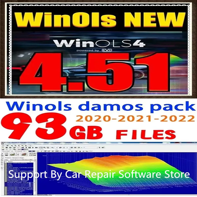 New Hot  WinOLS 4.51 With Plugins Vmwar +2021 Damos +ECM TITANIUM+ IMMO SERVICE Tool+ ECU Remapping lessons + Video Guide Car