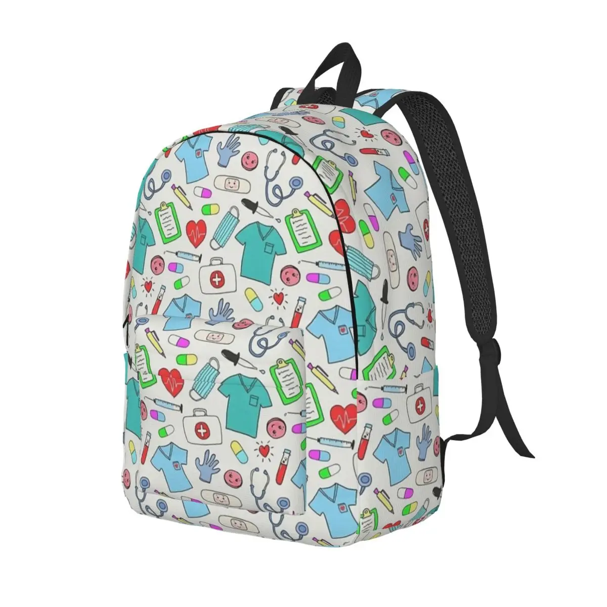 Mochila de enfermera médica con patrón colorido para hombres y mujeres, mochila escolar para estudiantes, regalo universitario medio y alto