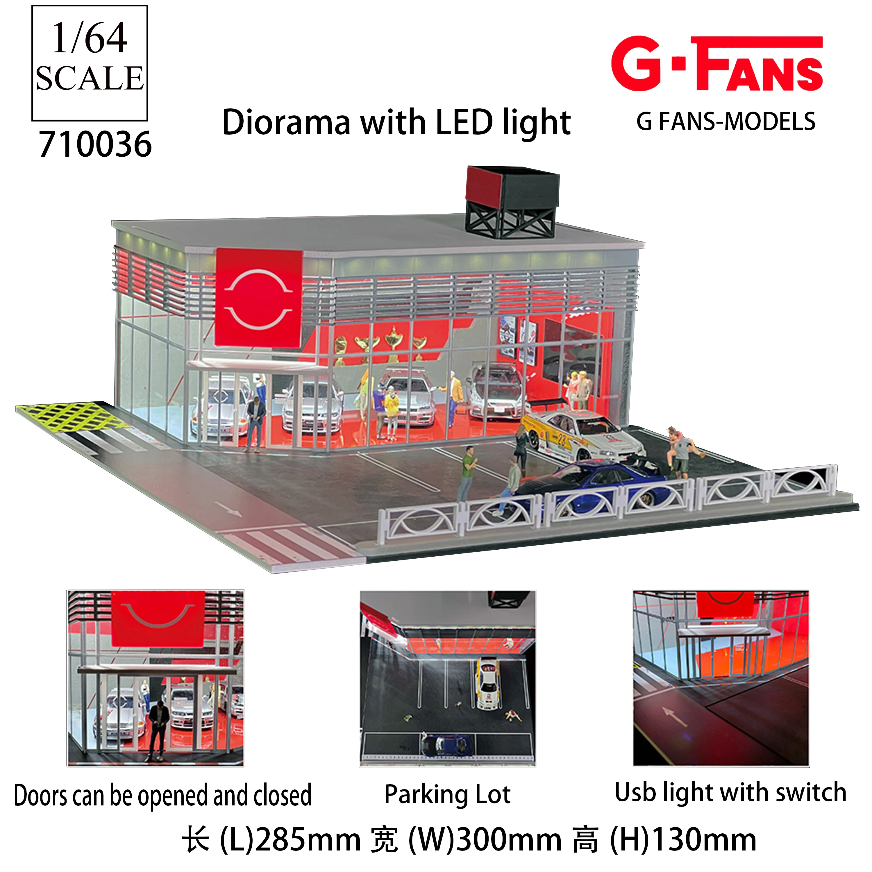 GFans NEW 1:64 Scale Diorama Car Garage Model Parking Lot for Display Gifts Scene Collection Display Car Assembly Scenes Toy