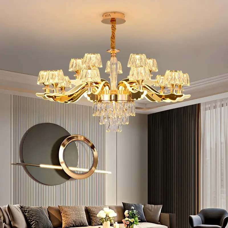 

2025 New Modern LED Minimalist High-end Luxury Crystal Chandelier Living Room Lamp Luminescent Lamp Arm Bedroom Restaurant Lamp