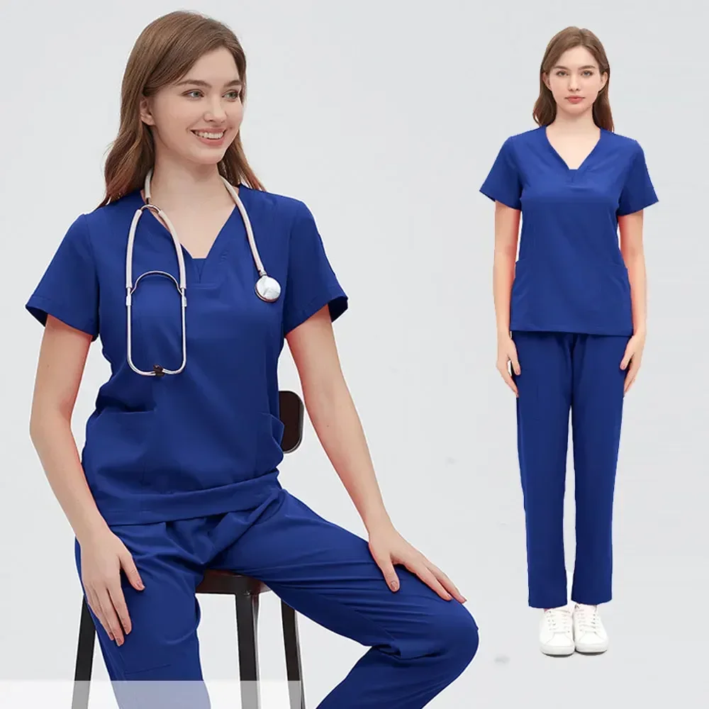 V-neck Isolation Suit for Operating Room DoctorsNail Salon Nurse's Suit Hospital Care Oral Dental Work Uniform Hand Washing Clot