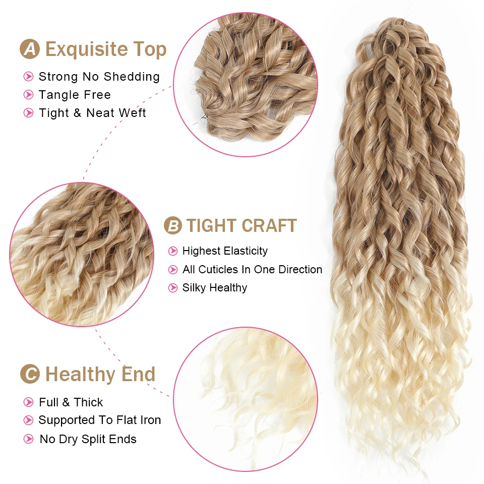 22 Inch Crochet Hair Synthetic Deep Wavy Twist Jessica Curl Hair Crochet Braids High Temperature Fiber Braiding Hair Extensions