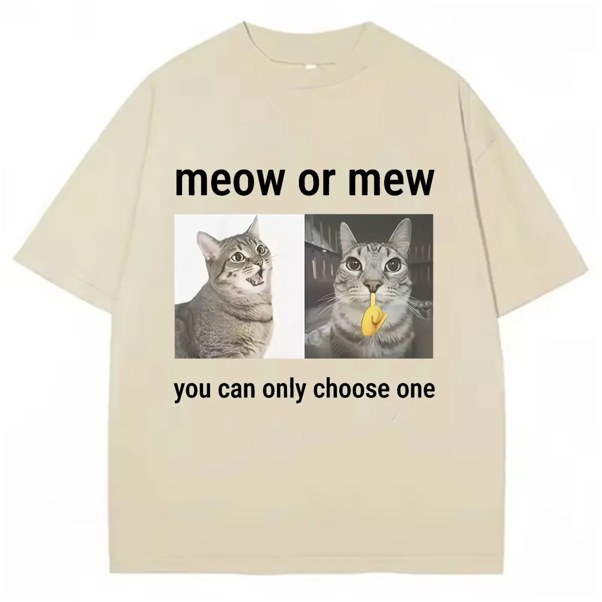 Meow or Mew You Can Only Choose One Meme 2026 T-Shirt Funny Silly Cat Y2K Men Women Casual Short Sleeve Cozy Clothing Streetwear
