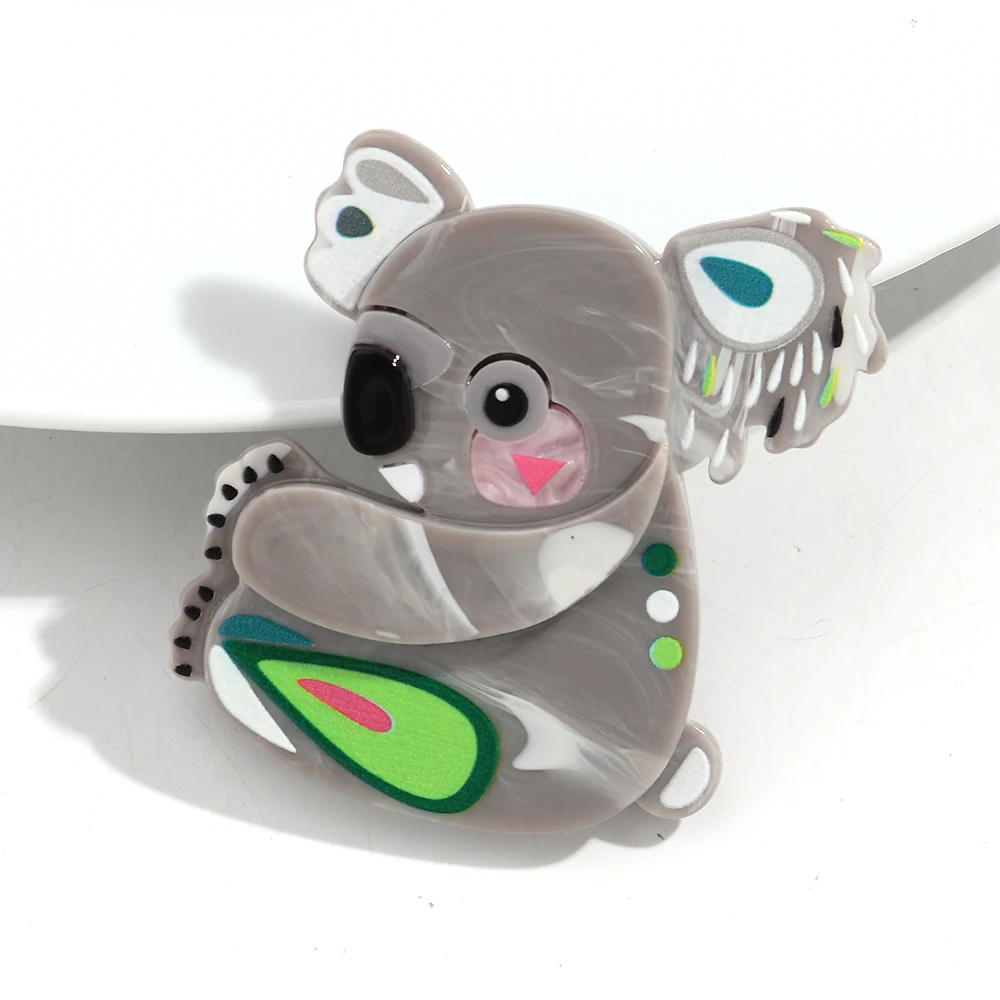 Lustige Acryl-Cartoon-Tiere Koala-Anstecknadeln für Frauen, Niedliche Harz-Splicing-Broschen, Kleidungs-Schmuck-Geschenke – Detail 7