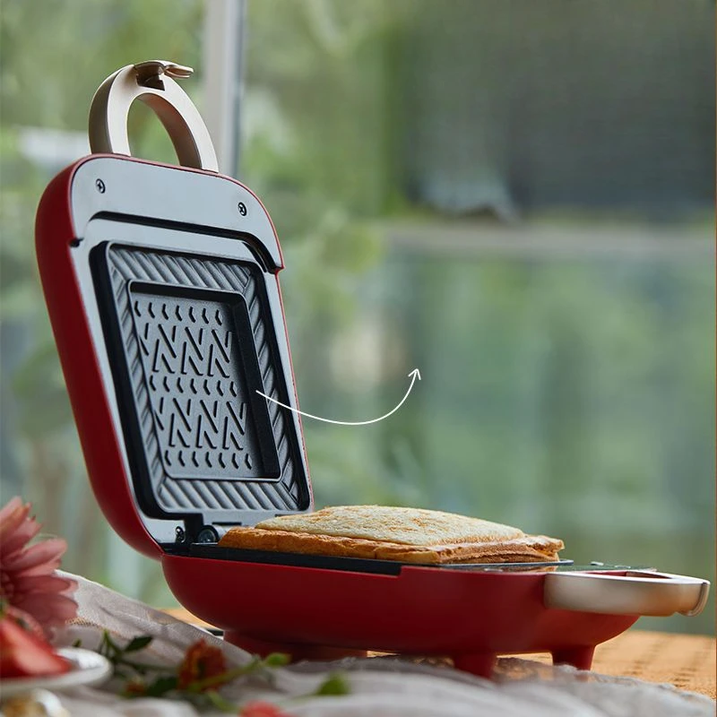 Multifunctional Sandwich Toaster with Timer, Miniature Waffle Iron for Home Use, Non-Stick Breakfast Cooking Machine