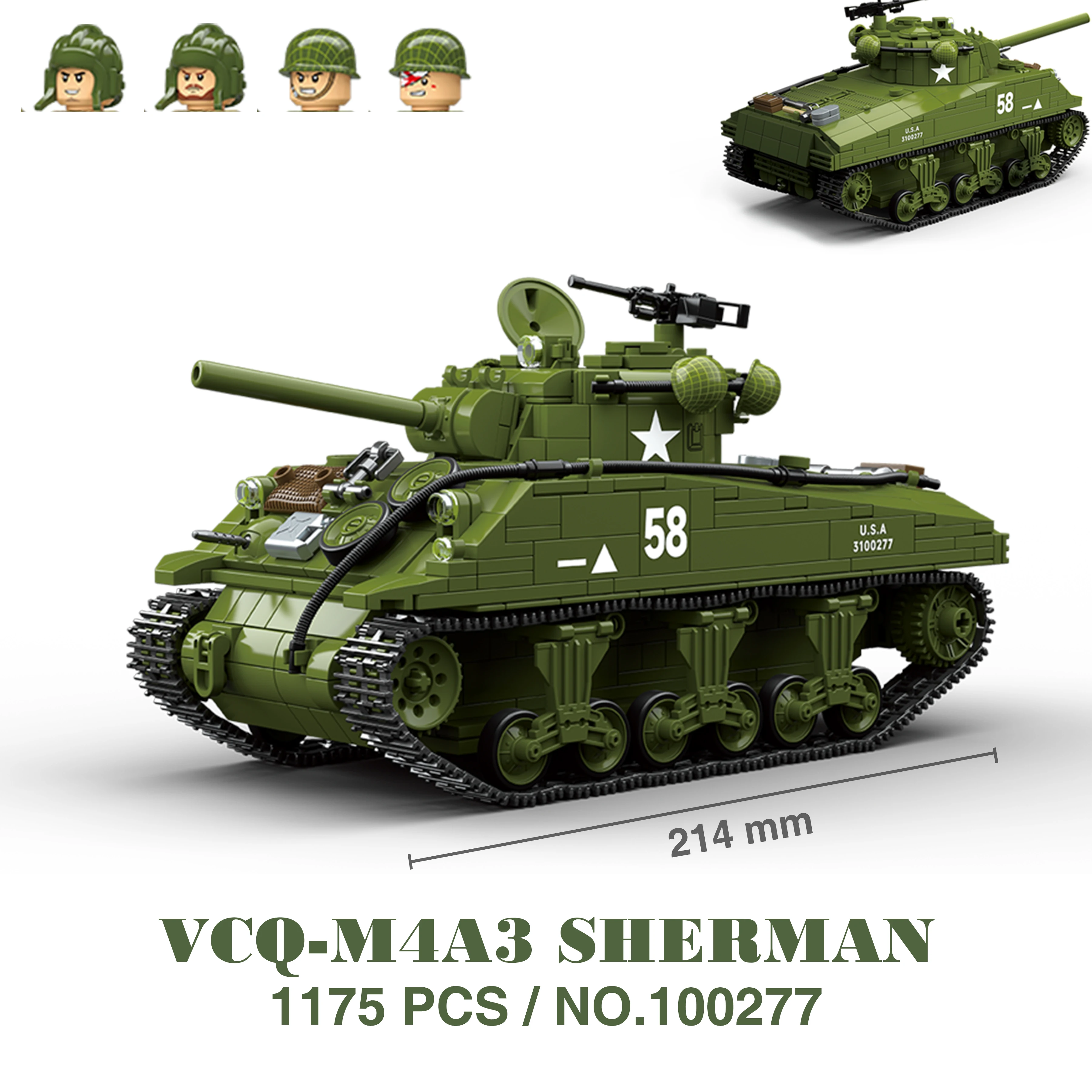 Militaire tanks Stuart SdKfz251 Panzer VI Sherman US Army Quan Guan WOII soldaat figuur model bouwsteen blok kind kinderen speelgoed