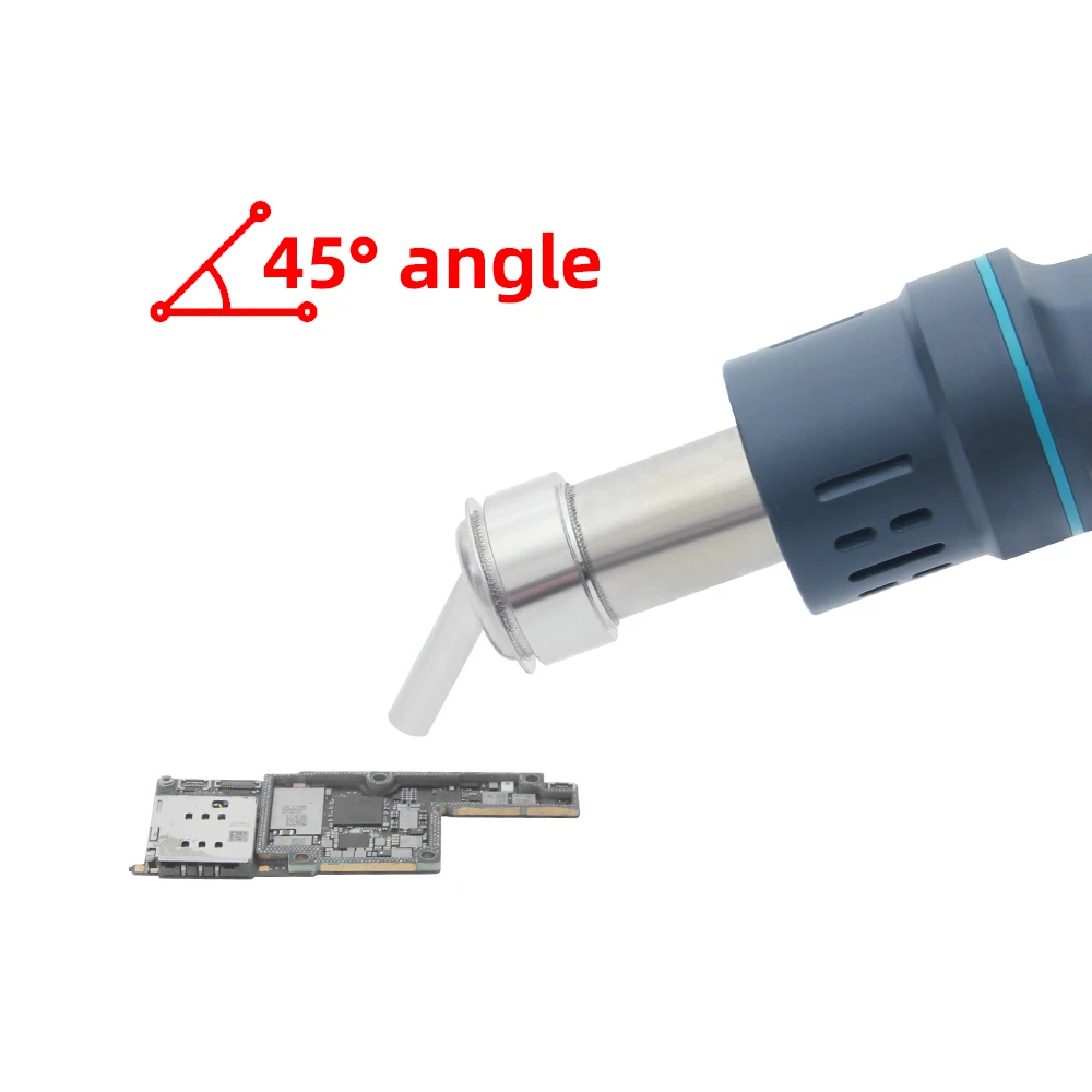 45 Degree Curved Nozzle 5mm/7mm/10mm Bent Angle Heat Nozzle For SUGON 8610DX/8620DX QUICK 861DW Hot Air Soldering Station