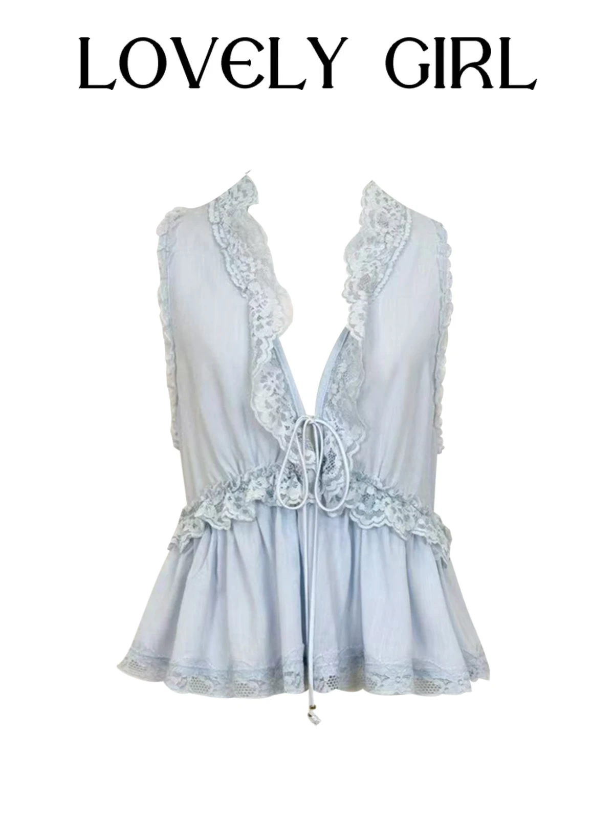 Delicate Floral Lace Hanging Neck Vest Women's Summer New Style Gentle Soft Top Heavy Embellishment Strap Vest Neck Hanging D...