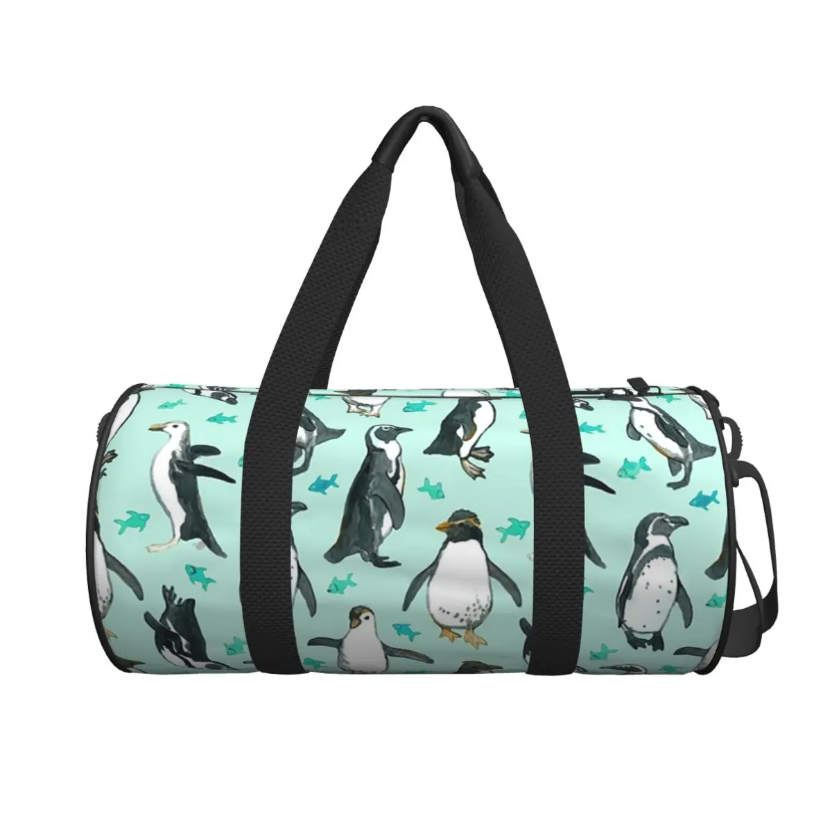 Lots Of Little Penguins On Mint Large Duffle Gym Bag Multi-Functional Duffle Travel Bags Handbags Fitness bag