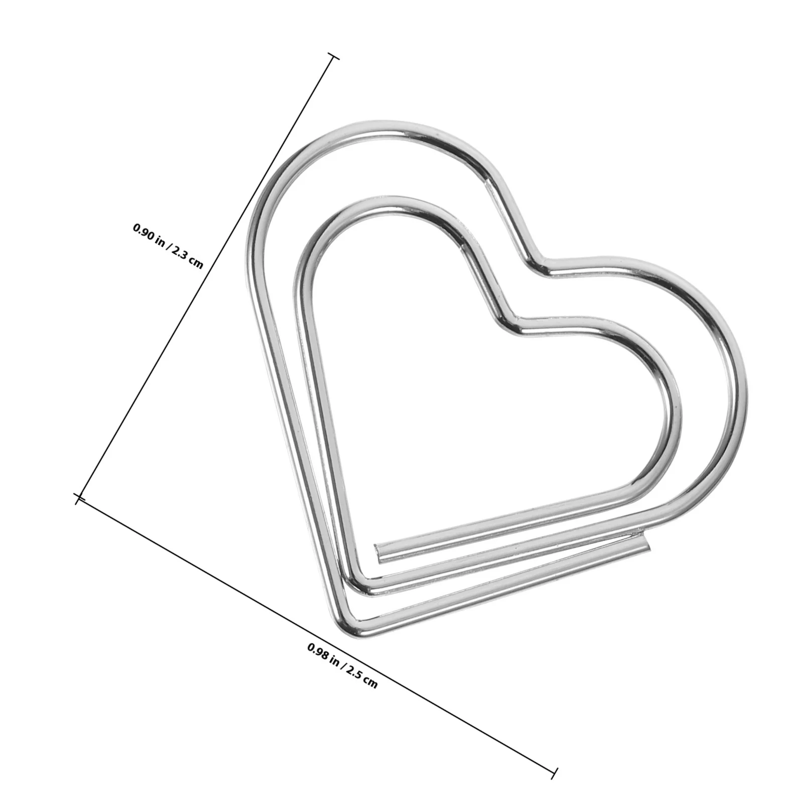 100 قطعة من مشابك بطاقات الحب المعدنية على شكل قلب مشابك ورق لطيفة لمستندات المكتب للدراسة والمدرسة وتنظيم المنزل #2