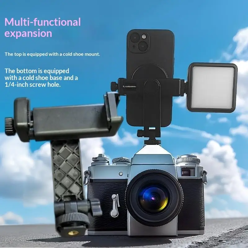 360° Rotatable Tripod Phone Mount 1/4 Inch Screw Universal Smartphone Clip Holder for Multi-Angle Video Shooting Live
