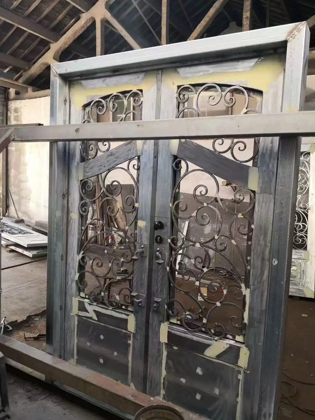 Home Exterior Entry Solid Glass Patio French Iron Door Made in China