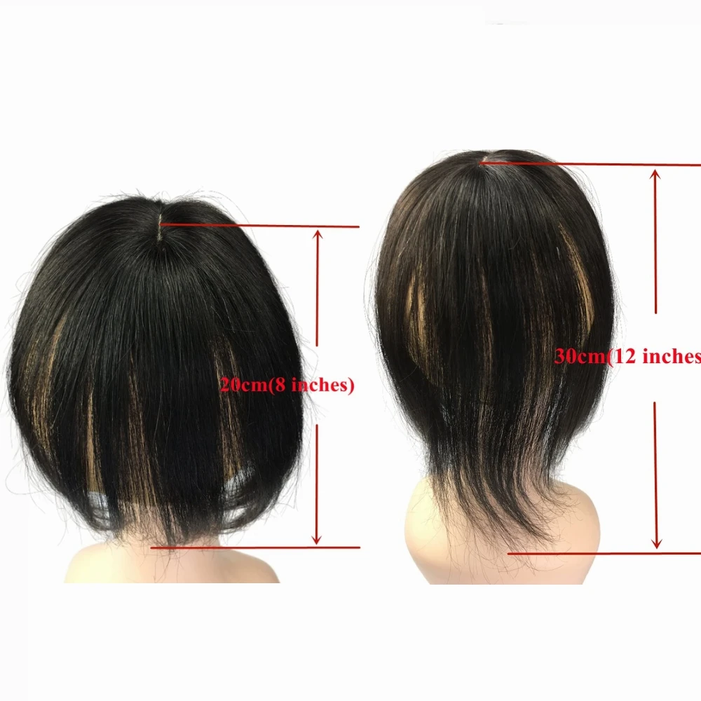 10x11cm Invisible Human Hair Toppers For Women Clip In Toppers With 3D Air Bangs Fringe Middle Part PU Scalp Wiglets Hairpieces