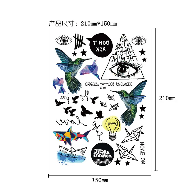 Fantasy Starry Sky Color Animal Tattoo Stickers Waterproof Tattoo Stickers Cartoon Children Temporary Tattoos