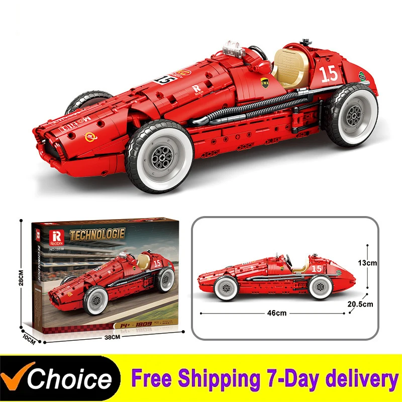 

НОВЫЙ 1:8 1809 шт. технический ретро Формула 500 автомобильные строительные блоки суперкар скоростной автомобиль коллекция кирпичей игрушки детские рождественские подарки