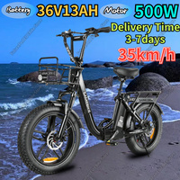 Folding Electric Bicycle 500W Powerful Motor 13AH Battery Electric Bike Adult Smountain 20-inch Fat Tire Men's and Women's Ebike