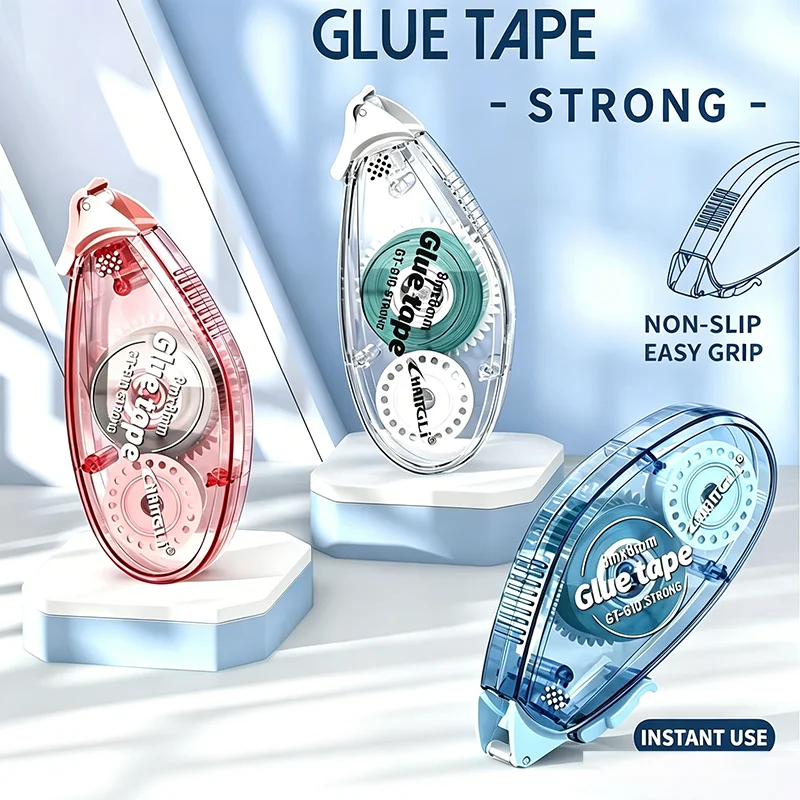 4Pcs 8m Long Glue Tape Roller – 8mm Wide, Refillable Strong Adhesive, Mess-Free for Scrapbooking Card Making Kids Crafts