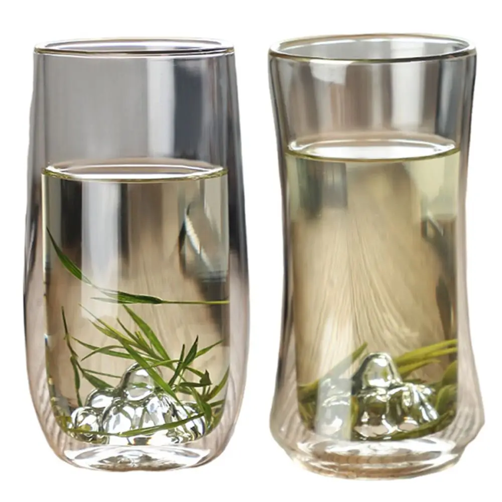 

Creative Mountain Shape Double Wall Glass Cups Heat-Resistant Thickened Coffee Cup Anti-scald Vintage Beer Milk Jug Office