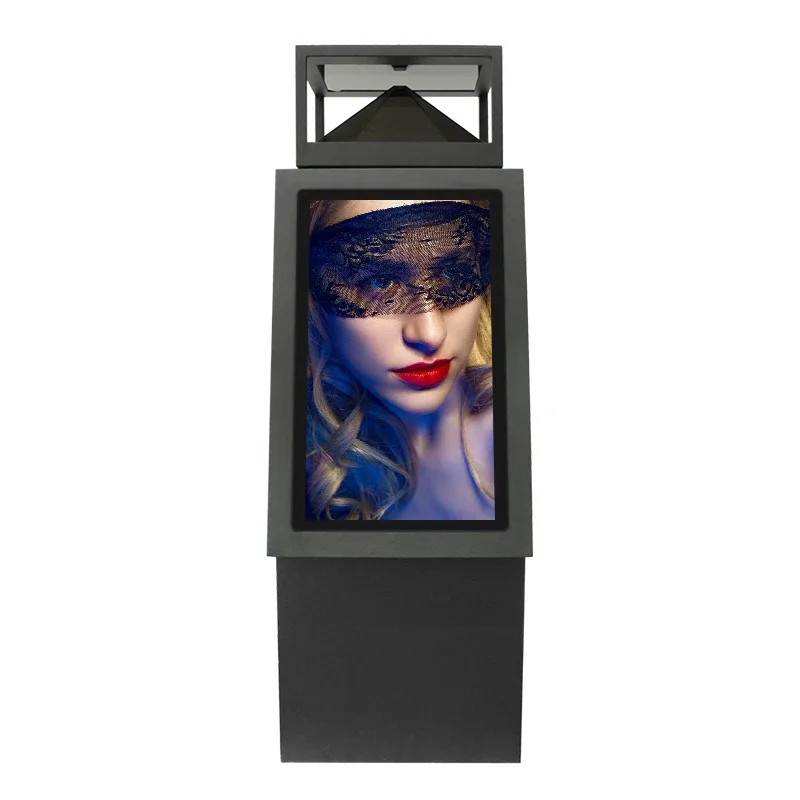 Floor Standing Dual Touch Screen Display with 3d Show Case Interactive Touch Screen