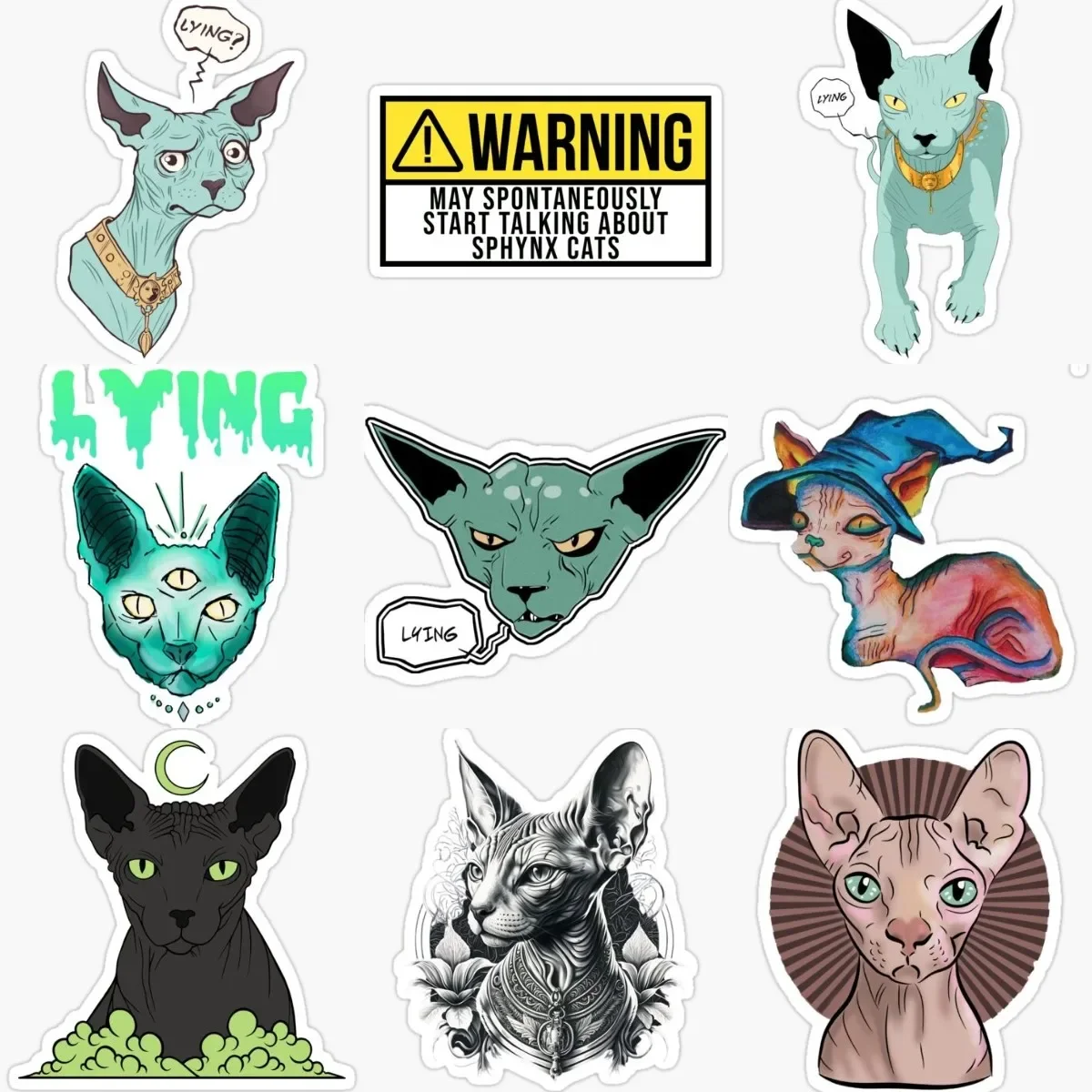 

Creative Sphynx Cat Personalized PVC Stickers Accessories for Decorate Car Van Window Wall Door Fridge Table Off-road Helmet
