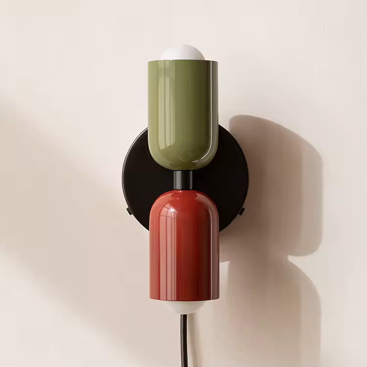Nordic colorido led lâmpadas de parede moderno e minimalista creme cabeça dupla luzes para sala estar quarto cabeceira decoração interior luminárias