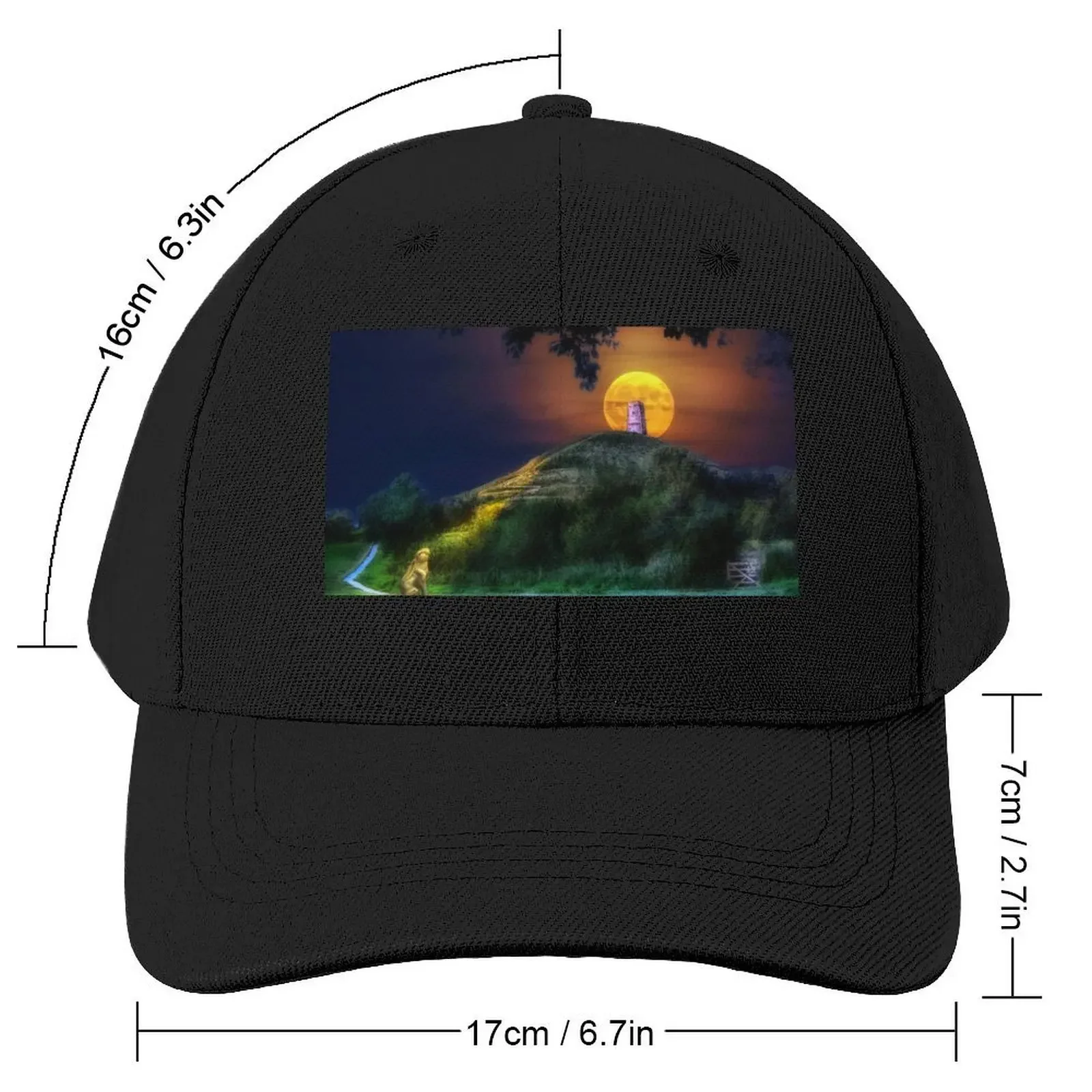 Moon Gazing Hare At Glastonbury Tor Baseball Cap Sun Hat For Children Bobble Hat Women's Beach Men's