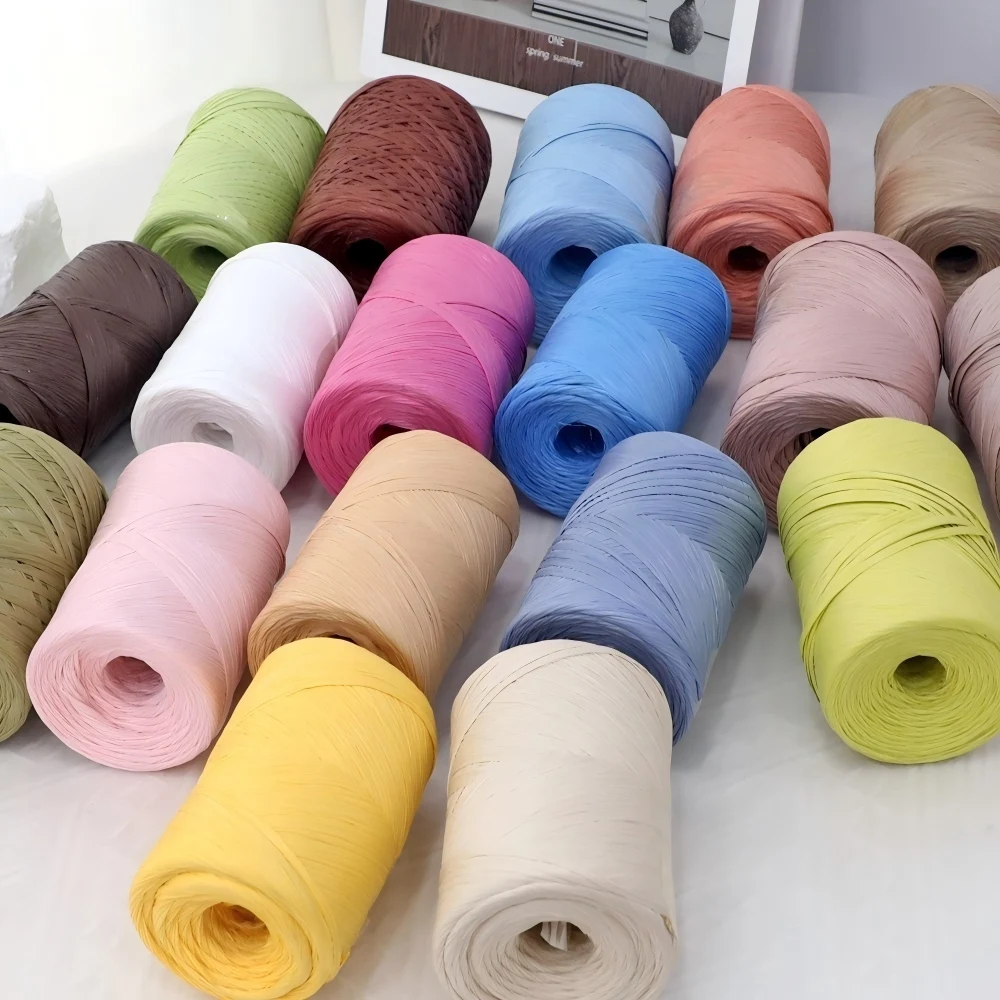150m DIY Natural Paper Raffia Yarn Soft Straw Weaving Thread for Summer Sun Hat Beach Bag Hand Knitting Craft Supplies 31 Colors